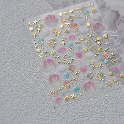 Halo Dyeing Ocean Shell Conch Starfish Pearl Love Heart Bowknot Jellyfish Adhesive Nail Art Stickers Manicure Decals Wholesale (ONLINE ORDER ONLY)