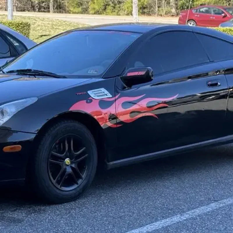 4pcs Fashion Car Stickers Flames Flaming Auto Body Stickers, Stripe Car Door Decals Waterproof Decorative Decal (Online Order Only)