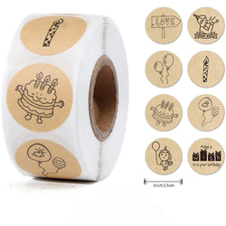 100-500Pcs Round Happy Birthday Sticker For Creativity Cute Stationery Labels Various Sticker Child For Scrapbooking (ONLINE ORDER ONLY)