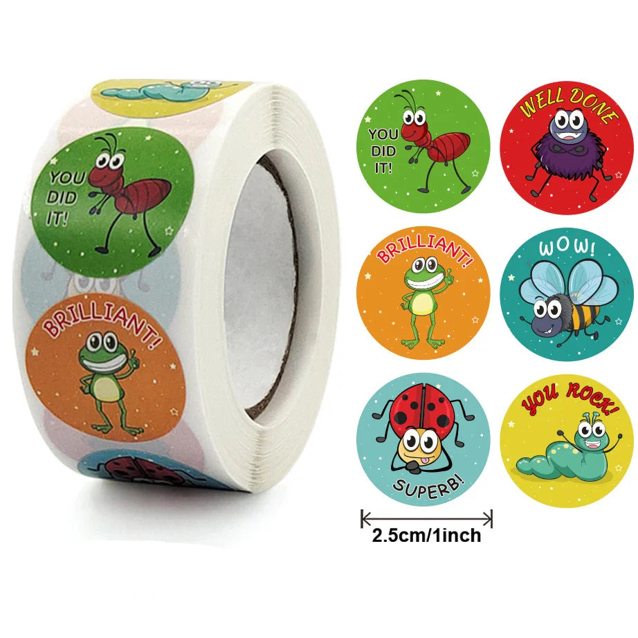 100-500pcs 8 Styles Round Cartoon Animal Reward Stickers Kids Party Handmade Scrapbooking Gift Packaging Seal Label (Online Order Only)
