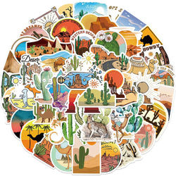 50Pcs Cartoon Desert Outdoor Geography Stickers Guitar Kids DIY TOY Car Moto Skateboard Snowboard Luggage Decal Sticker (Online Order Only)