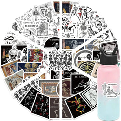 62pcs Ancient Greek Mosaic Canvas Stickers Funny Horrible Graffiti Decals Laptop Luggage Skateboard Motorcycle Scrapbook (ONLINE ORDER ONLY)