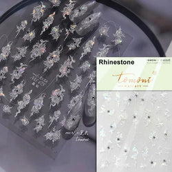 Pale Flower Bouquet Label Bowknot Stationery Sunflower Daisy Leaf 3D Self Adhesive Nail Art Stickers Rhinestone Manicure Decals (Online Order Only)