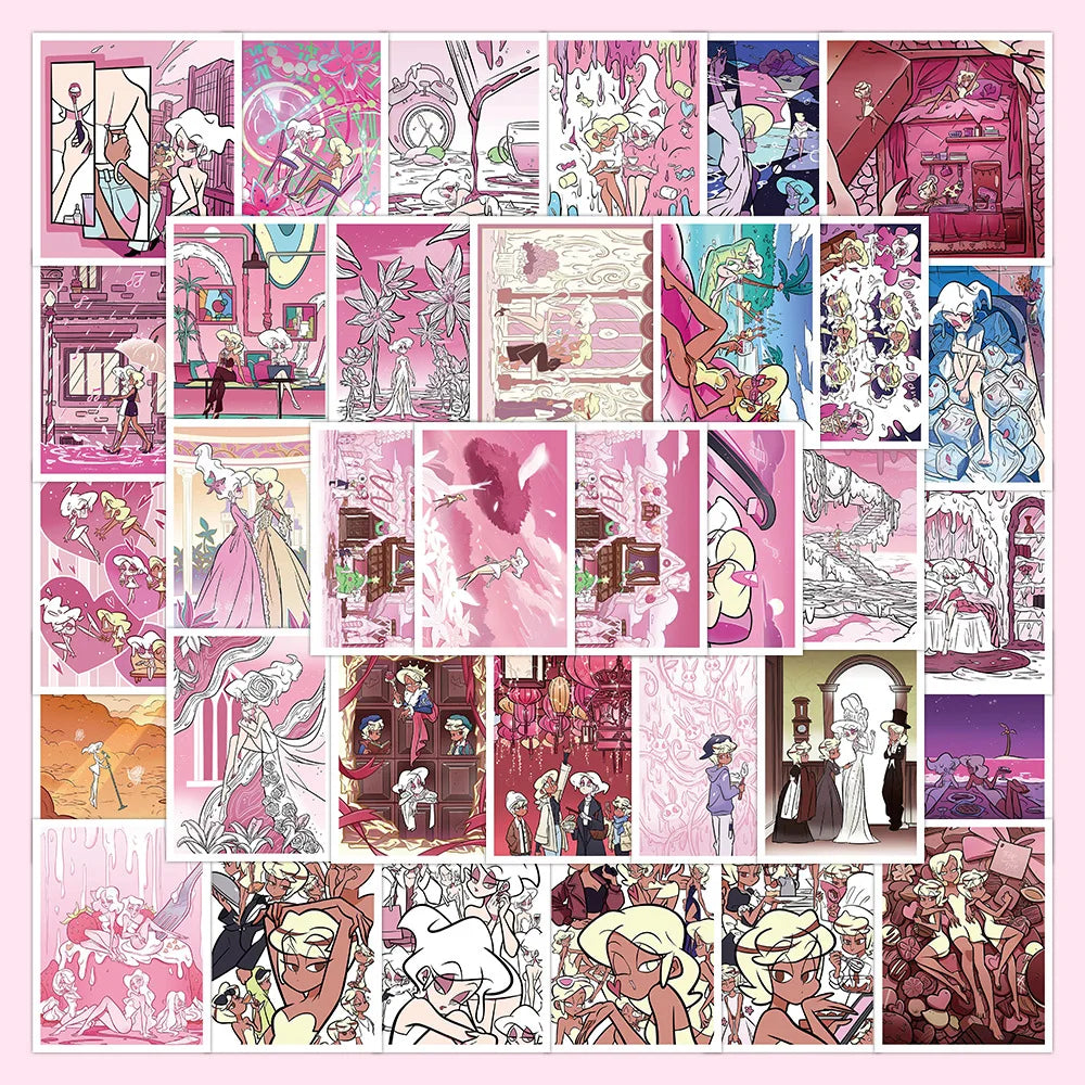 Pink Princess Cartoon Stickers for Phone Laptop Luggage Skateboard - 10/30/50PCS Fun Gift for Kids (ONLINE ORDER ONLY)