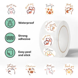 500PCS Cute Cat Claws Paper Labels Thank You Sticker Sealing DIY Decoration Scrapbooking Stationery Hand Accounting Supplies (ONLINE ORDER ONLY)