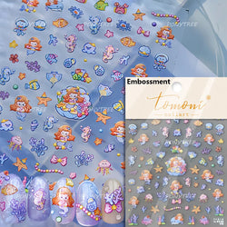 Infauna Jellyfish Conch Shell Starfish Octopus Coral Polypite Wishing Bottle Sea Self Adhesive Nail Art Stickers Manicure Decals (ONLINE ORDER ONLY)