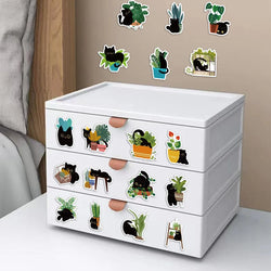 10/30/60PCS Cute Plants Cat Stickers Graffiti Cartoon Kawaii Animals Decals Kids Toys DIY Laptop Phone Skateboard Bike Suitcase (Online Order Only)