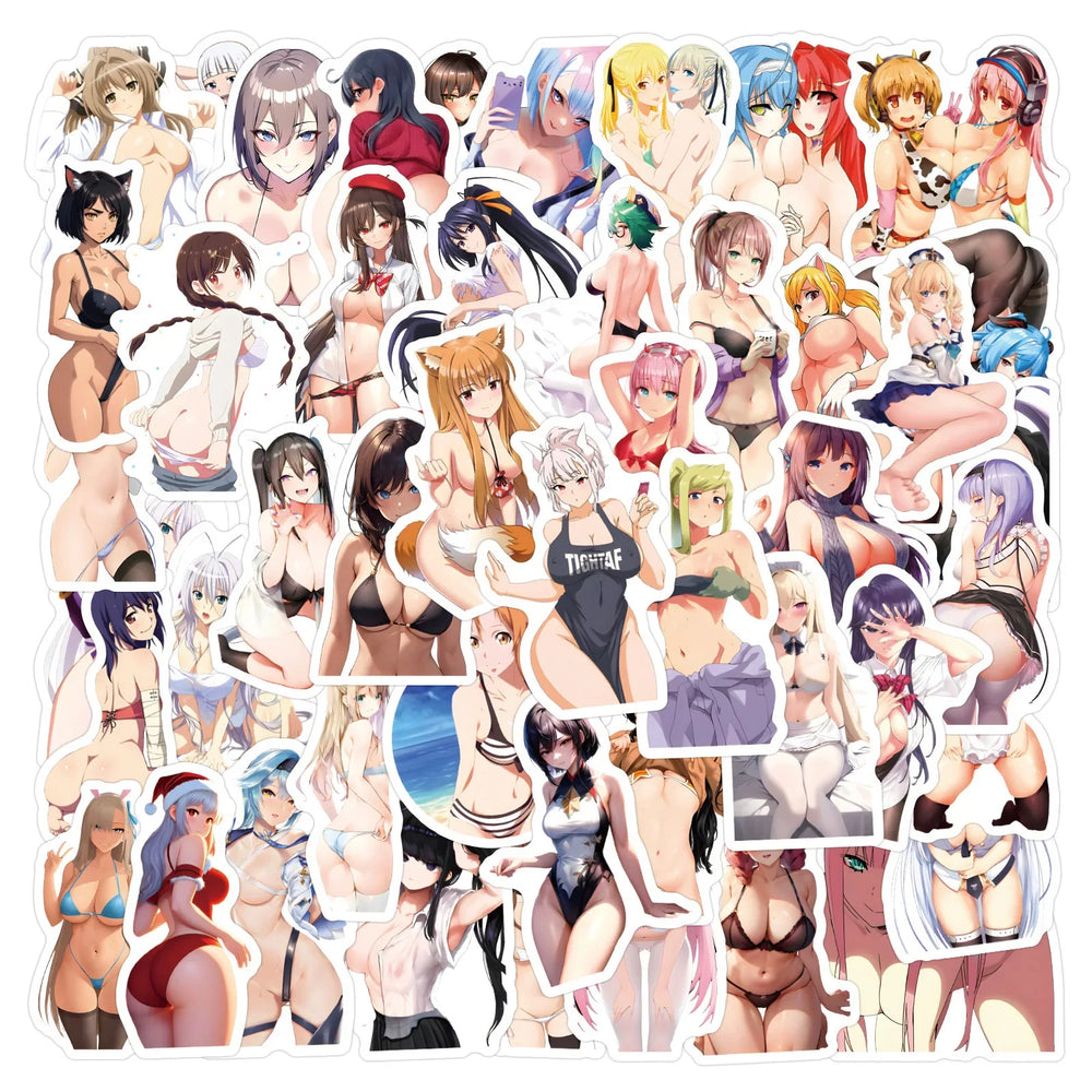 10/30/60/120PCS Sexy Girl Cartoon Hentai Stickers Anime Waifu Graffiti DIY Laptop Phone Cup Car Bike Skateboard Guitar Decals (ONLINE ORDER ONLY)