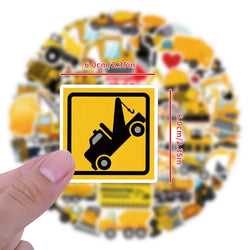 10/55Pcs Cartoon Large Mechanical Vehicle Excavator Construction Truck Waterproof Creative Tractor Bulldozer Graffiti Toy Decals (ONLINE ORDER ONLY)