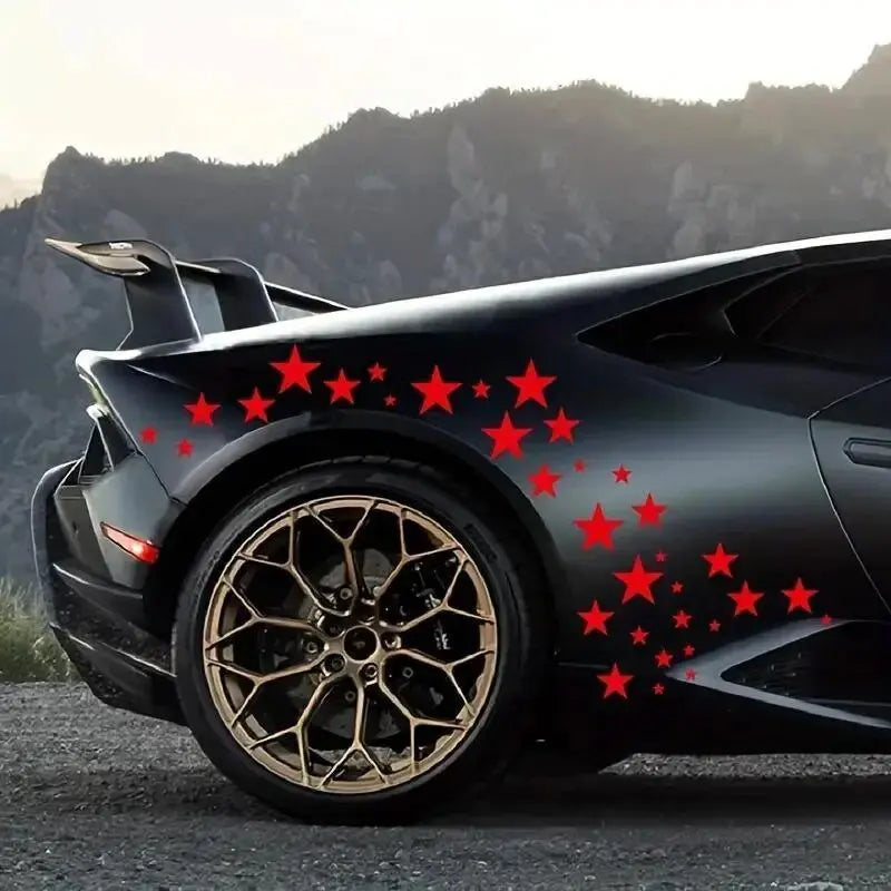 60pcs Five-pointed Star Car Body DIY Stickers Set, Racing Door Side Vinyl Decal Night Run Sport Competition Style Decorative (ONLINE ORDER ONLY)