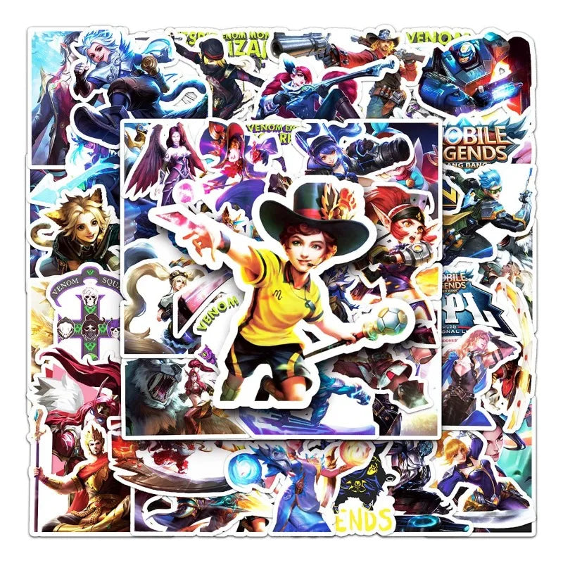 50pcs Mobile Legends Game Stickers for Luggage, Water Cup, Phone, Laptop, Car, Scooter (Online Order Only)