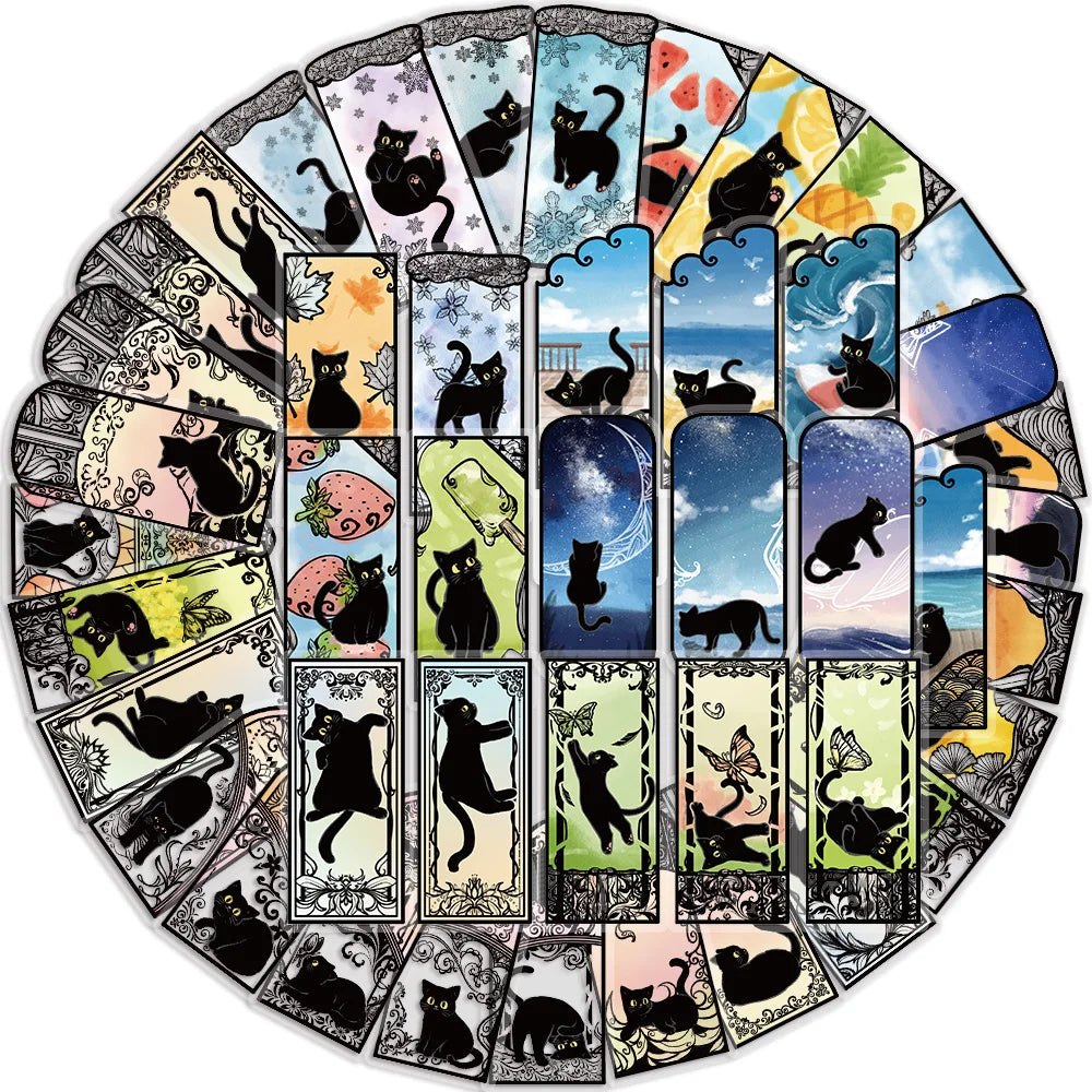 50pcs Cartoon Fantasy Cat Mysterious World Aesthetic Stickers Luggage Laptop Guitar Phone Waterproof PET Car Decals (Online Order Only)