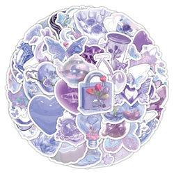 Cute Laser Purple Cartoon Stickers for Skateboard Guitar Suitcase Motorcycle Toy (ONLINE ORDER ONLY)