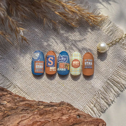 Round Jeans Square Sexy Blue Series Cowboy Lucky Beautiful Letter Self Adhesive Nail Art Sticker Pearl Rhinestone Manicure Decal (ONLINE ORDER ONLY)