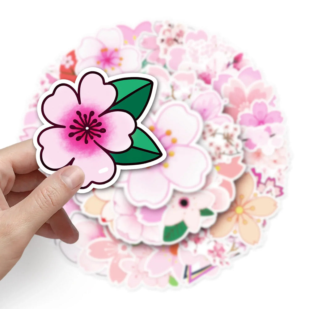 10/30/50PCS Pretty Cherry Blossoms Sakura Flowers Stickers DIY Water Bottle Laptop Refrigerator Luggage Graffiti Sticker Kid Toy (ONLINE ORDER ONLY)