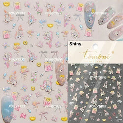 Hot Stamping Laser Shell Conch Starfish Pearl Whale Coral Dolphin Summer Beach Sea Wave Jellyfish Bubble Nail Art Stickers Decal (ONLINE ORDER ONLY)