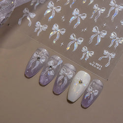 Delicate Jelly chic Bowknot Silk Ribbon Knot Star Shiny Dreamy Self Adhesive Nail Art Decorations Sticker Dressy Manicure Decals (ONLINE ORDER ONLY)