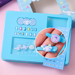 1Set(12Pcs+Jelly Glue+Stickers+Hairpin) Children Acrylic Fake Nails Kuromi Mymelody Cinnamoroll Fake Nails Non-Toxic Kid Gifts * (Online Order Only)