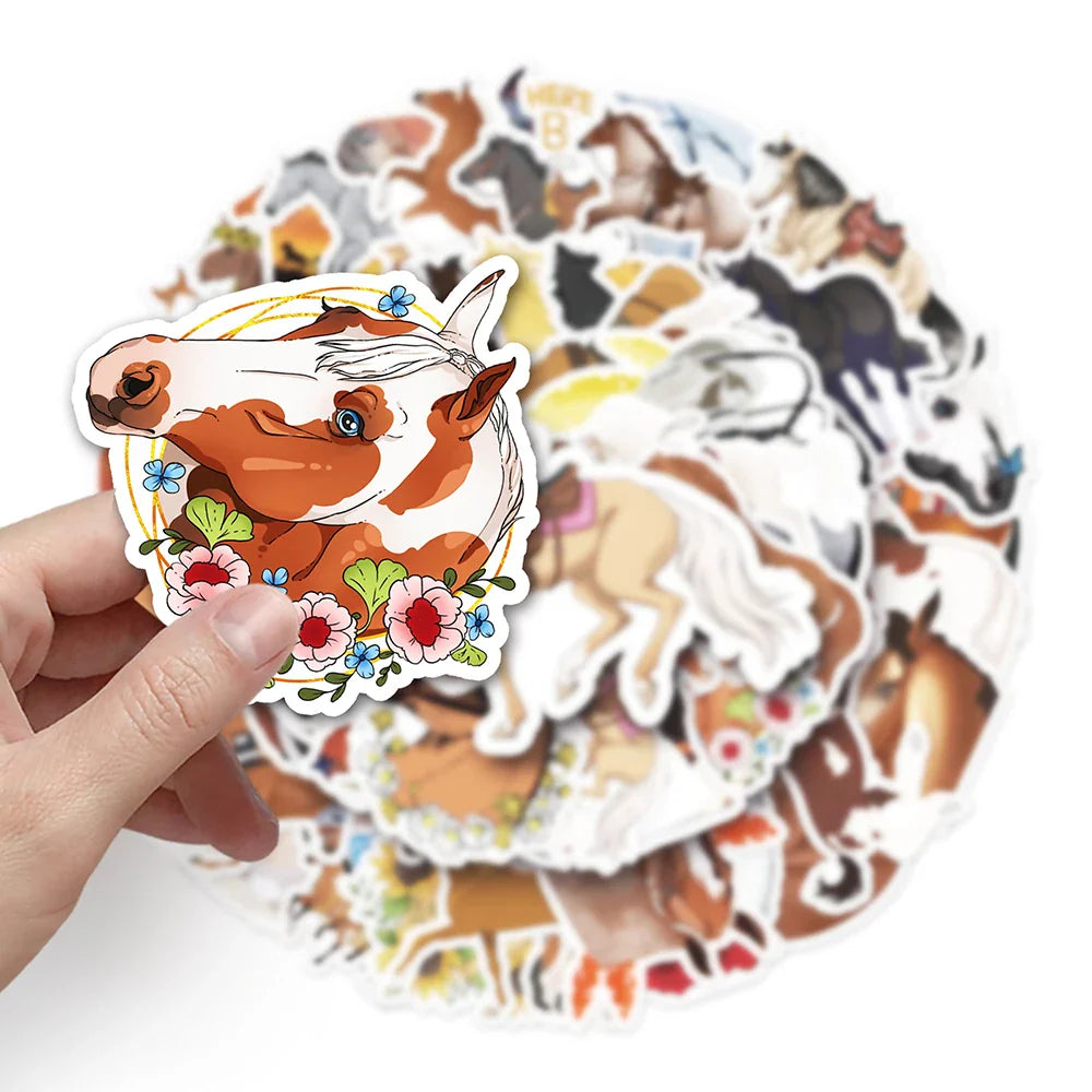 10/30/50PCS Cartoon Horse Stickers Cool Animals Graffiti Decals DIY Laptop Motorcycle Bicycle Helmet Suitcase Wall Sticker Toys (Online Order Only)