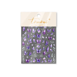 Delicate Tender Purple Butterfly Seal Pattern Insect Shiny Golden Stroke Nail Art Decoration Sticker Dressy Laser Manicure Decal (ONLINE ORDER ONLY)