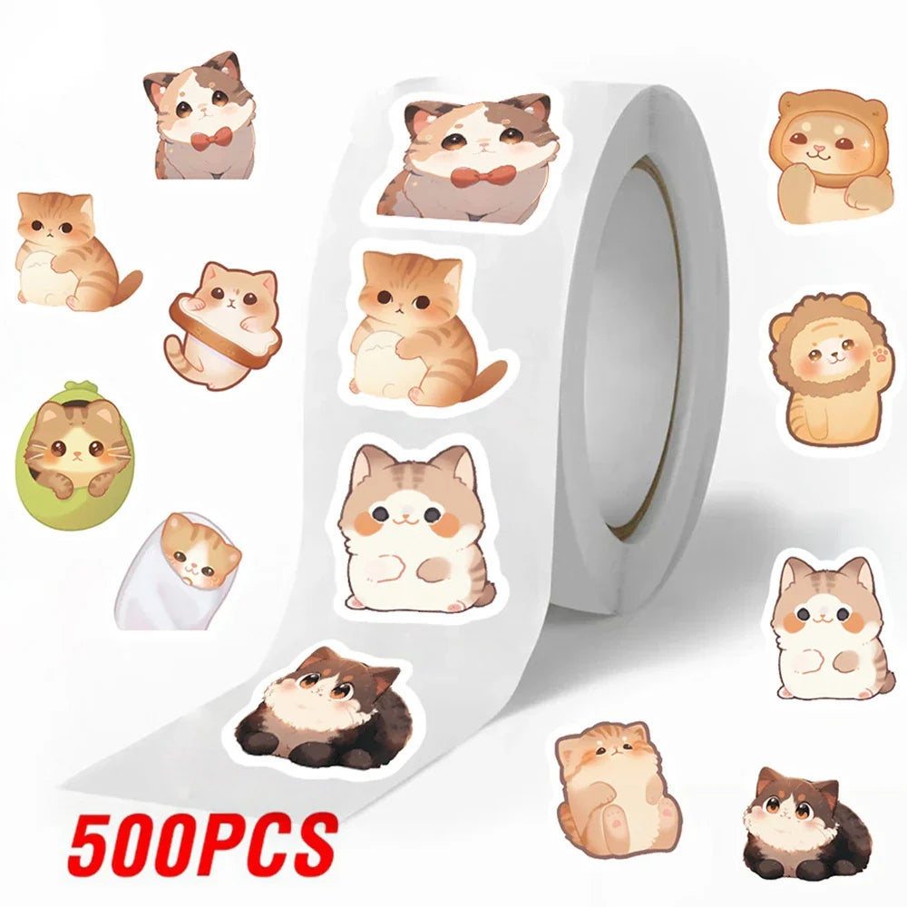100-500pcs Cute Fat Cat Sticker Paper Reward Labels Thank You Sticker Gift Sealing Decoration Scrapbooking Stationery Supplies (ONLINE ORDER ONLY)