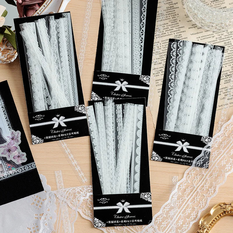 30PCS White Lace Stickers for Phone Case, Diary, Scrapbooking, Laptop (ONLINE ORDER ONLY)