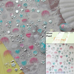 Hot Stamping Seahorse Dolphin Shell Conch Starfish Coconut Tree Jackfruit Water Bubbles Ocean Nail Art Stickers Manicure Decals (ONLINE ORDER ONLY)
