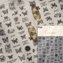 White Flower Colourful Butterfly Pearl Petal Beautiful Garden Charming Plant 5D Self Adhesive Nail Art Stickers Manicure Decals (ONLINE ORDER ONLY)