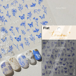 Vigorous Pink Orchid Cymbidium Antique Fragrant Thoroughwort Grass Butterfly Adhesive Nail Art Sticker Plant 3D Manicure Decals (ONLINE ORDER ONLY)