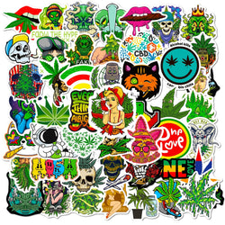 Weed Graffiti Stickers 10/25/50pcs Vinyl Waterproof for Motorcycle, Skateboard, Helmet, Luggage, Phone (Online Order Only)