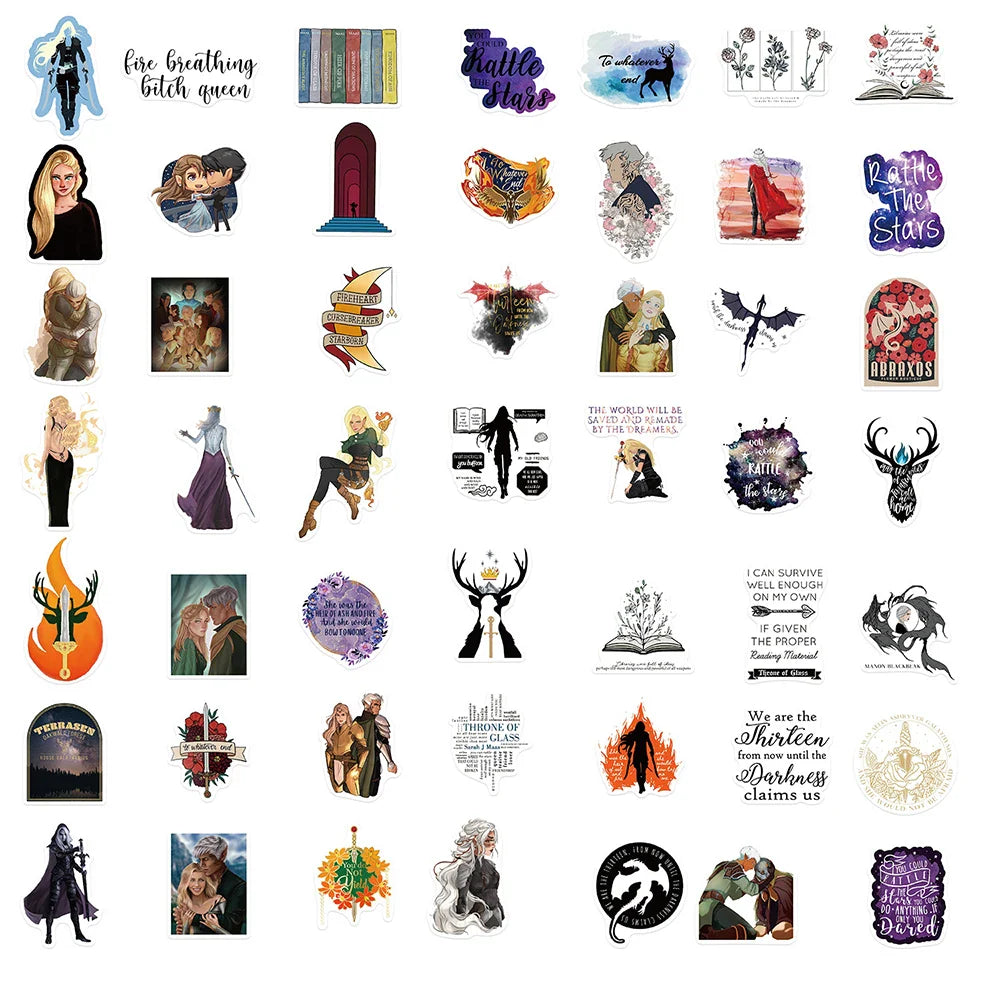 10/30/50PCS Cool Novel Throne of Glass Stickers Cartoon Anime Decals Laptop Skateboard Motorcycle Luggage Car Waterproof Sticker (ONLINE ORDER ONLY)
