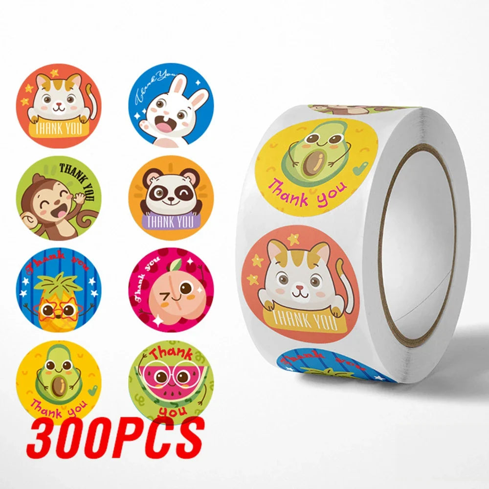 100-500pcs Cartoon Cat Stickers Round Adhesive Labels For Student Teacher Prize Business Gift Wraps Decorative Stickers (ONLINE ORDER ONLY)