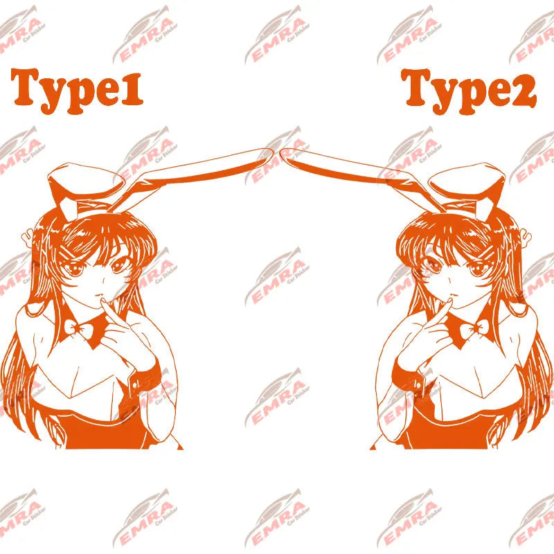 Anime Sticker Rabbit Girl For Car Stickers Decoration Window Door Rear Windshield External Accessories Die Cutting Vinyl Decals (ONLINE ORDER ONLY)