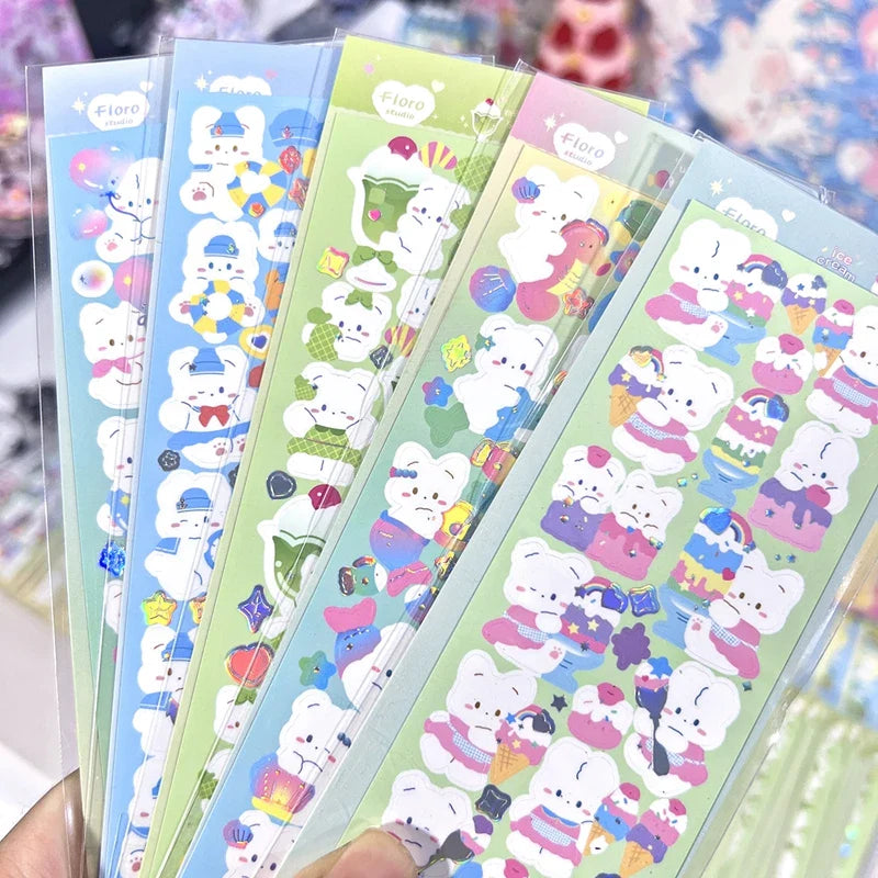 Ins Cute Bear Animals Stickers for Scrapbooking Journal Diary Album Making DIY Arts Crafts Korean Stationery Sticker (ONLINE ORDER ONLY)