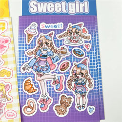 Cute Rabbit Panda Girl Stickers Diary Scrapbooking DIY Album Decoration Sticker Aesthetic Personalized Kawaii Korean Stationery (ONLINE ORDER ONLY)