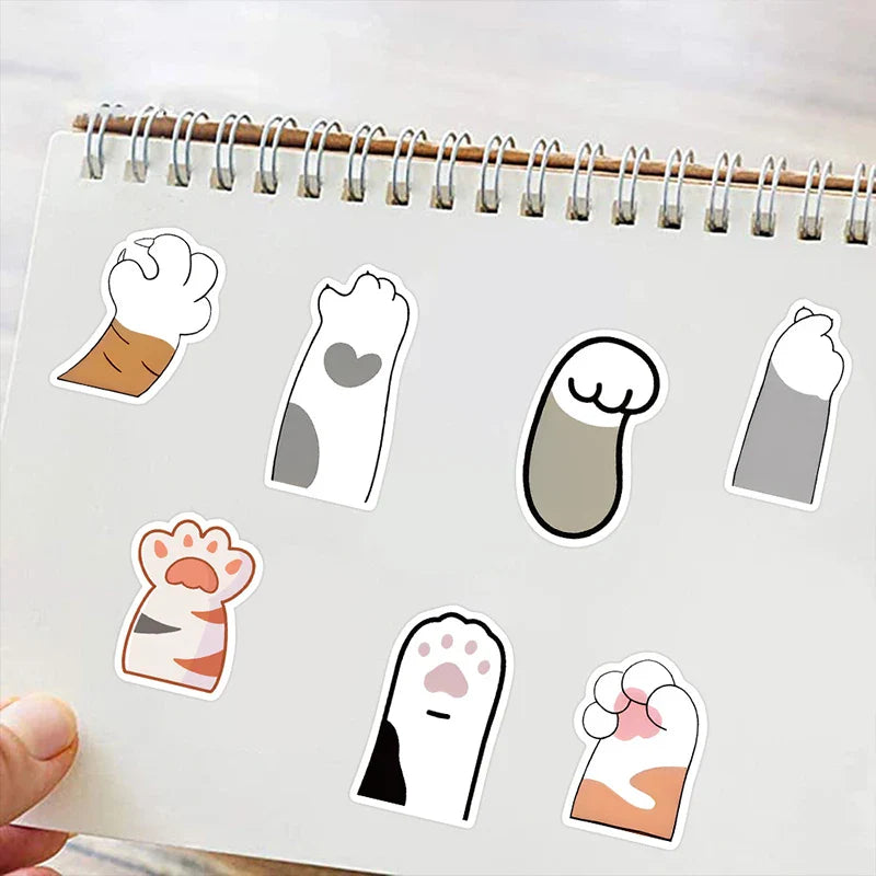 10/30/61PCS Cute Cat Paw PVC Sticker Aesthetic Children's Decoration Scrapbooking Korean Stationery School Supplies for Kids (Online Order Only)