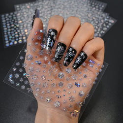 3D Snowflake Nail Art Decals Sliver Bronzing 3D Christmas Nail Art Decoration Self Adhesive Winter Christmas New Year Slides Y2K (ONLINE ORDER ONLY)