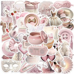 50pcs Cute Pink Ballet Girls Stickers Ins Style Decals DIY Decoration For Laptop Notebook Suitcase Laptop Phone Toys Gift (Online Order Only)