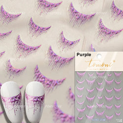 French Skirt Hem Halo Dyeing Purple Pink White Hemline Bowknot Wedding Veil Dreamy Star Adhesive Nail Art Sticker Manicure Decal (ONLINE ORDER ONLY)