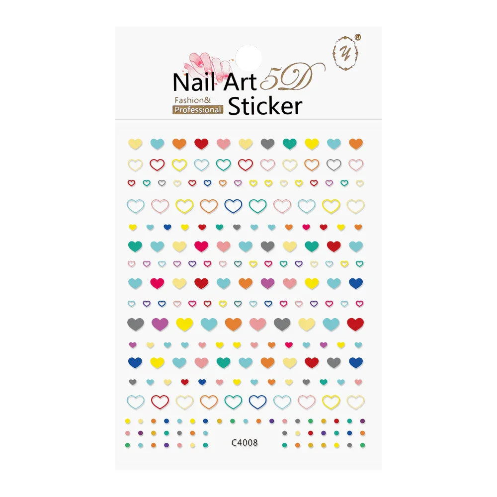 1Sheet Valentine's Day Decals 5D Nail Art Stickers Heart Self-Adhesive Slider Love Letters DIY Manicure Accessories "Dopamine" % (ONLINE ORDER ONLY)