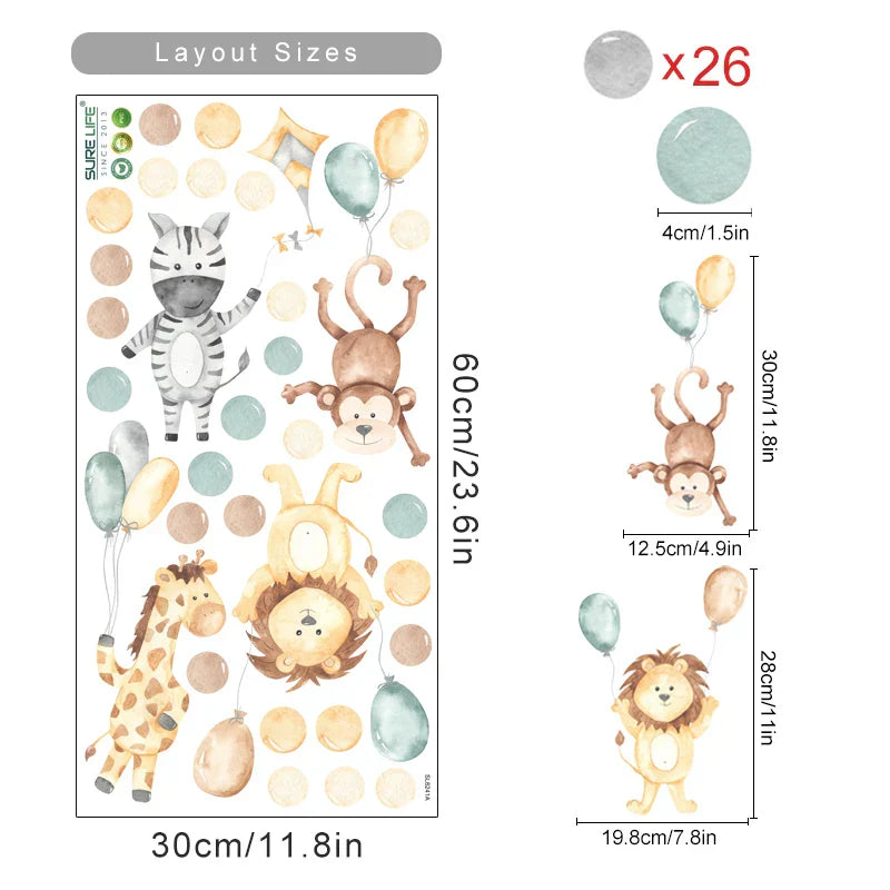 Boho Giraffe Lion Watercolor Wall Stickers Nursery Decor (ONLINE ORDER ONLY)