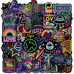 Neon Graffiti Stickers for DIY: Suitcase, Water Bottle, Phone, Guitar, Laptop, Car, Motorcycle, Skateboard (10/25/50pcs) (Online Order Only)