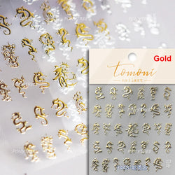 Gold Stamped Silver Totems Geometric Patterns Figure 5D Self Adhesive Nail Art Stickers Stars Bohemia Manicure Decals Wholesale (Online Order Only)