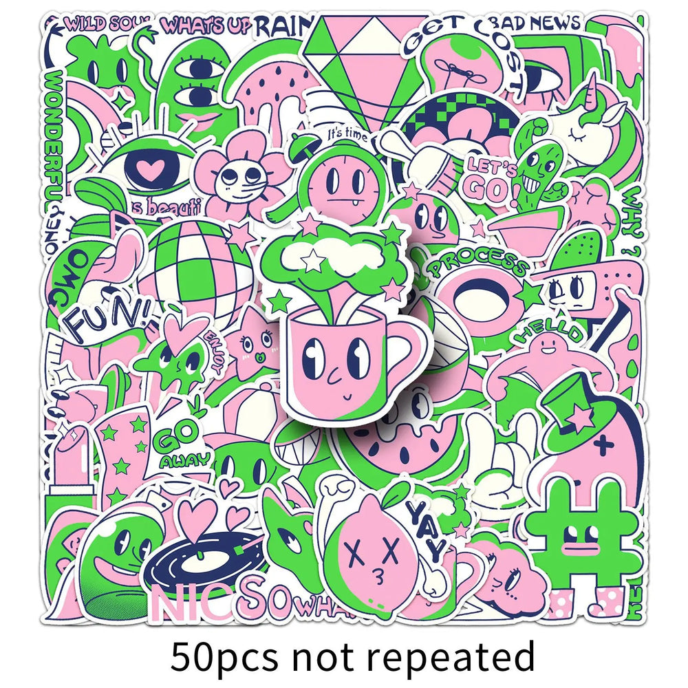 Cartoon Graffiti Stickers 10/30/50PCS Waterproof PVC Skateboard Notebook Decor (Online Order Only)