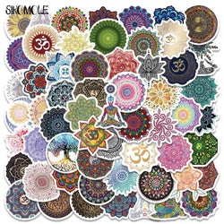 Mandala Flower Yoga Stickers 10/30/60pcs Kawaii DIY Decals for Kids Luggage Skateboard Car (Online Order Only)