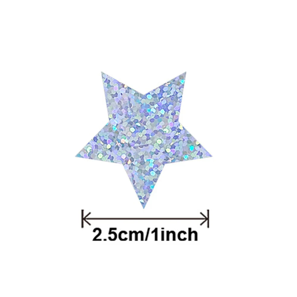 100-500Pcs Holographic Round/Heart Shape Stickers For Reward Sticker Party Gift Decoration Label Valentine's Day Sticker (Online Order Only)