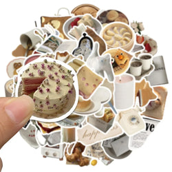 10/30/60pcs Retro Cartoon Ins Style Cute Stickers Vintage Funny Food Decals Phone Suitcase Laptop Notebook Car Wall Sticker Toy (ONLINE ORDER ONLY)