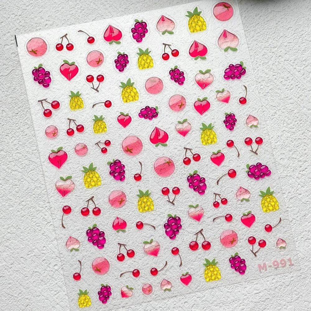 Carambola Grape Honey Peach Cherry Pineapple Pineapple Orange Apple Lemon Bromeliad Fruit Jelly Nail Art Sticker Manicure Decals (ONLINE ORDER ONLY)