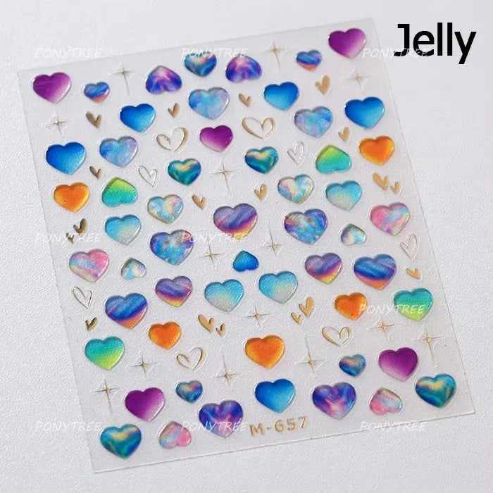Colourful Graffiti Round Dot Line Water Droplet Cute Comma Geometric Jelly 5D Self Adhesive Nail Art Stickers Manicure Decals (Online Order Only)