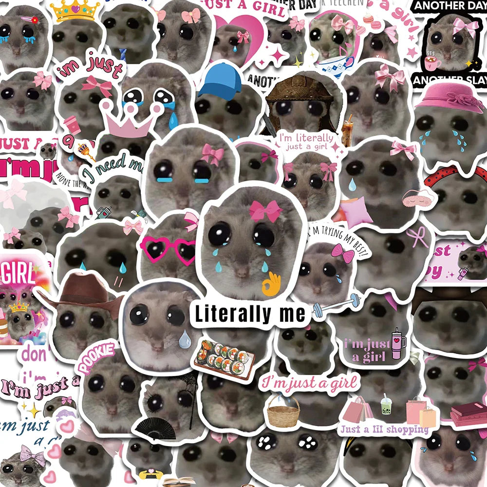 56PCS Cute Hamster Mouse Stickers Aesthetic Kawaii Cartoon Laptop Luggage Bicycle Diary Decals (Online Order Only)